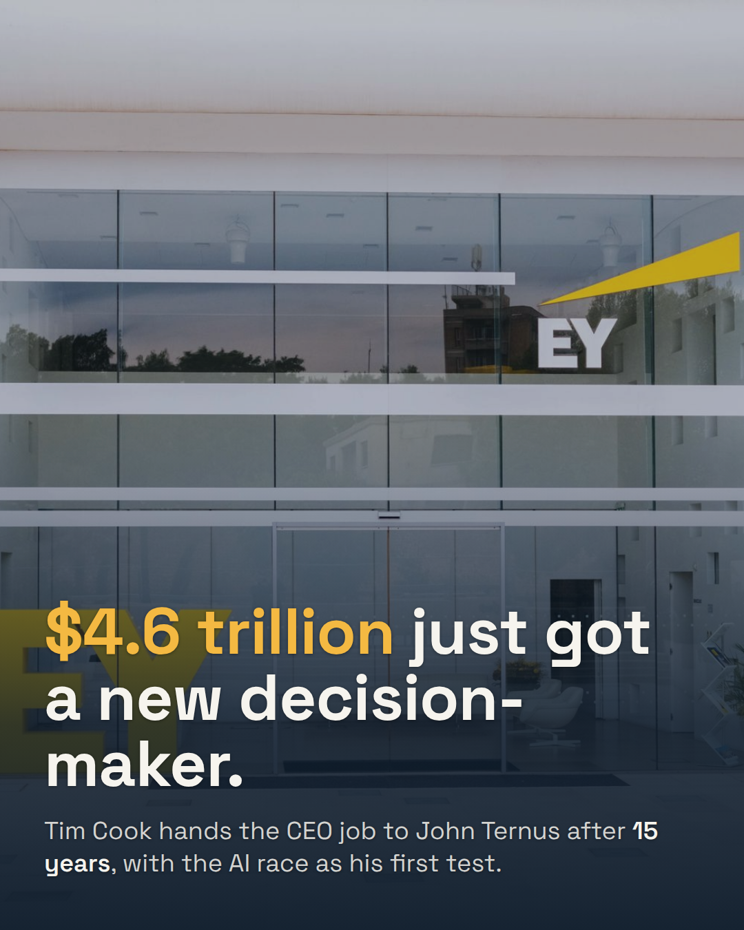 Apple Just Changed CEOs for the First Time in 15 Years. Ternus Inherits a $4.6 Trillion AI Problem.