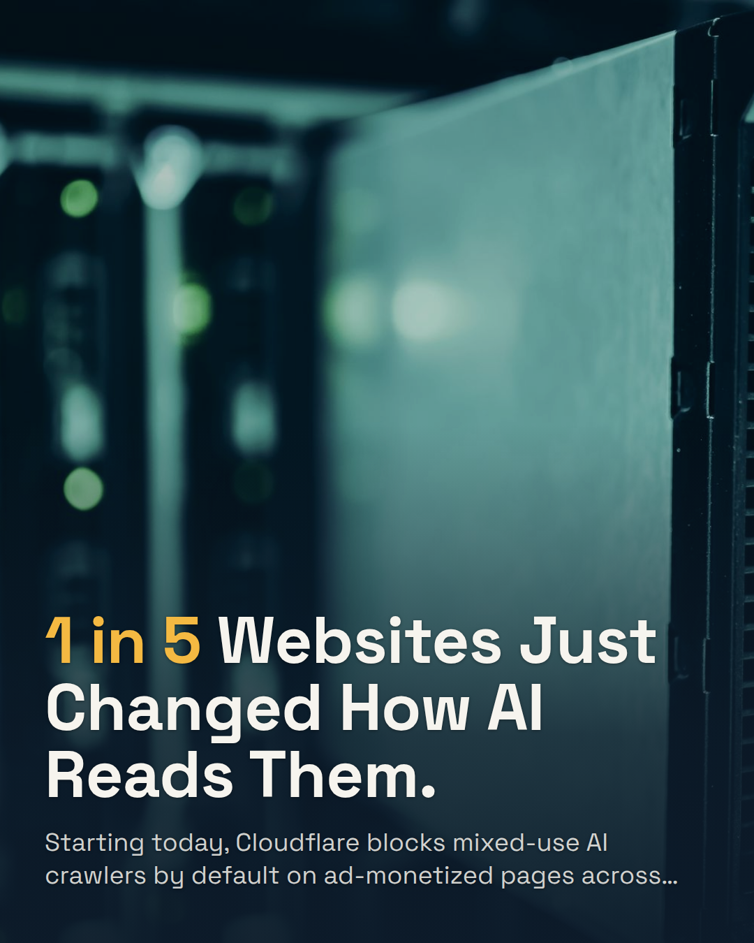 Cloudflare Just Paywalled AI Crawlers on a Fifth of the Web. The Switch Flipped Today.