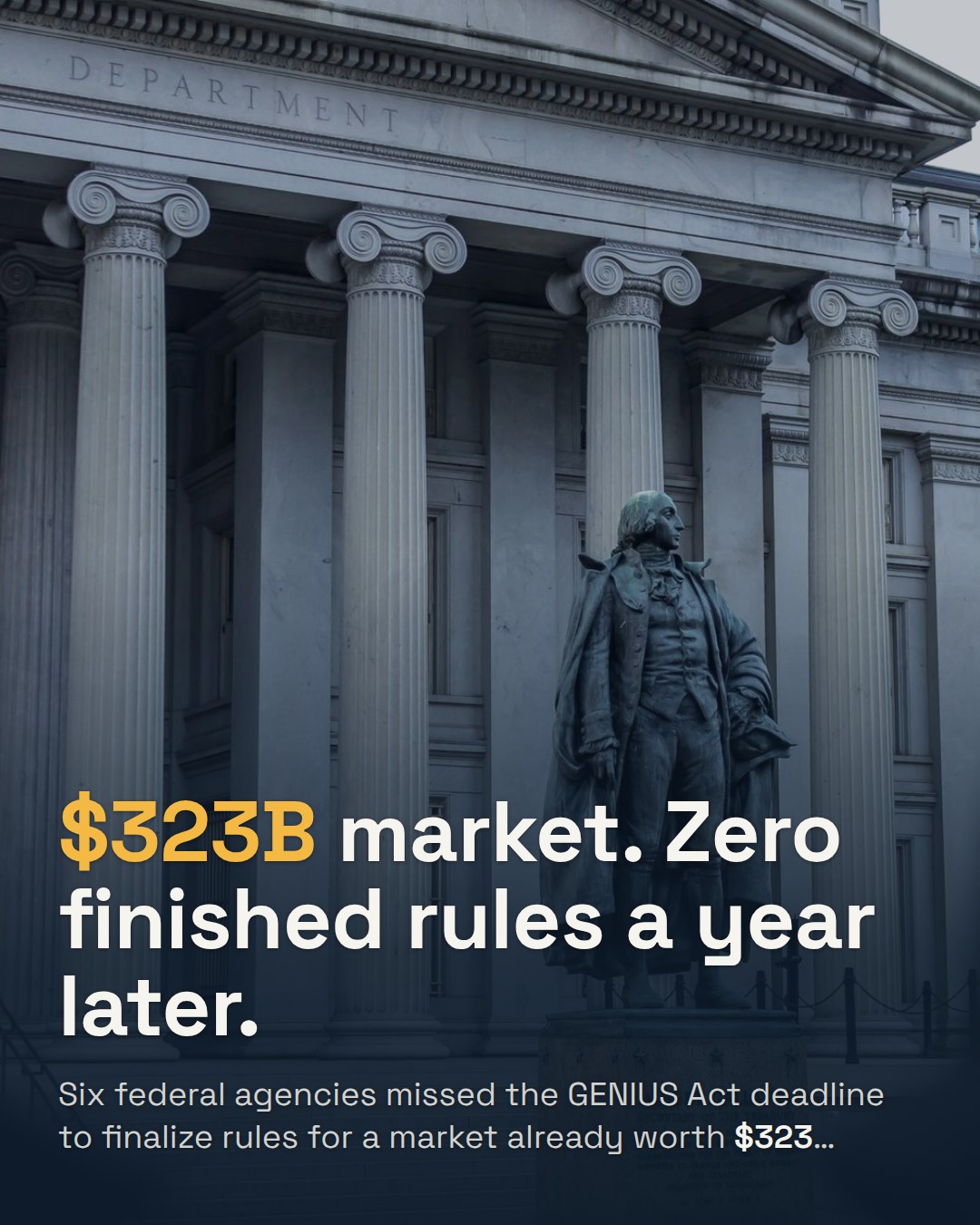 Regulators Miss the GENIUS Act Deadline. The $323 Billion Stablecoin Market Doesn't Care.
