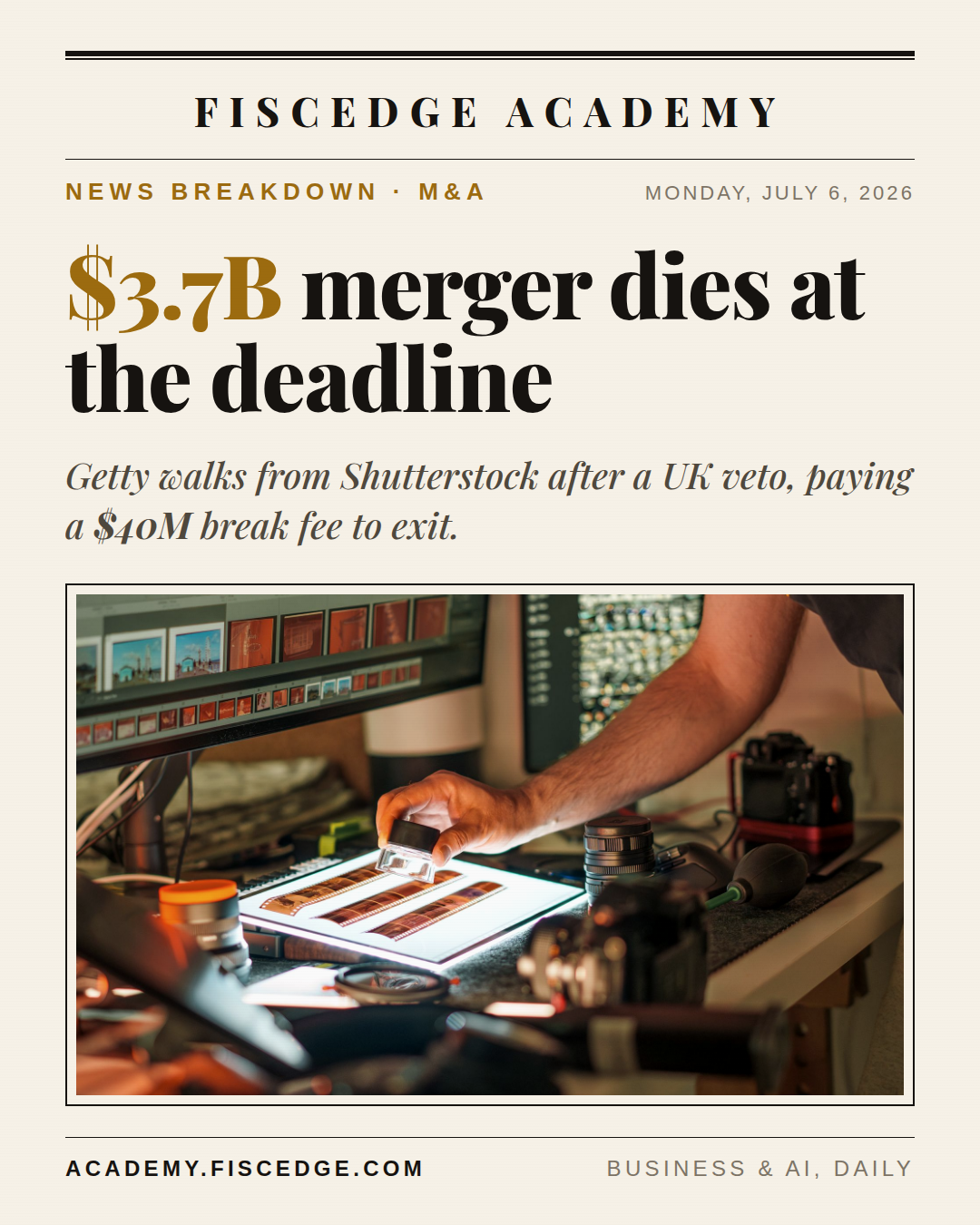 Getty Kills the $3.7B Shutterstock Merger. The Break Fee Is the Small Number.