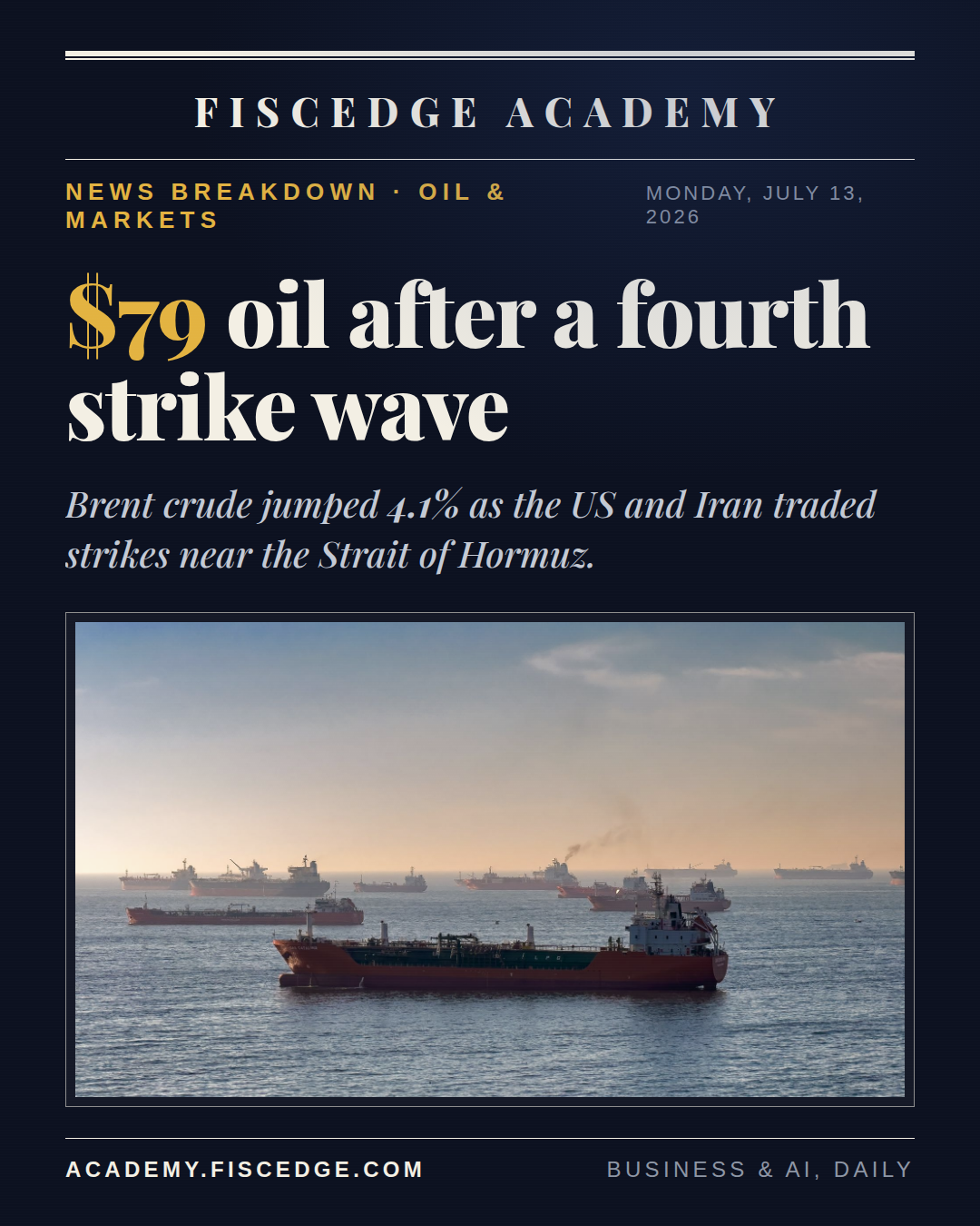 Brent Jumps 4% After a Fourth Strike Wave on Iran. Your Cloud Bill Feels It Too.