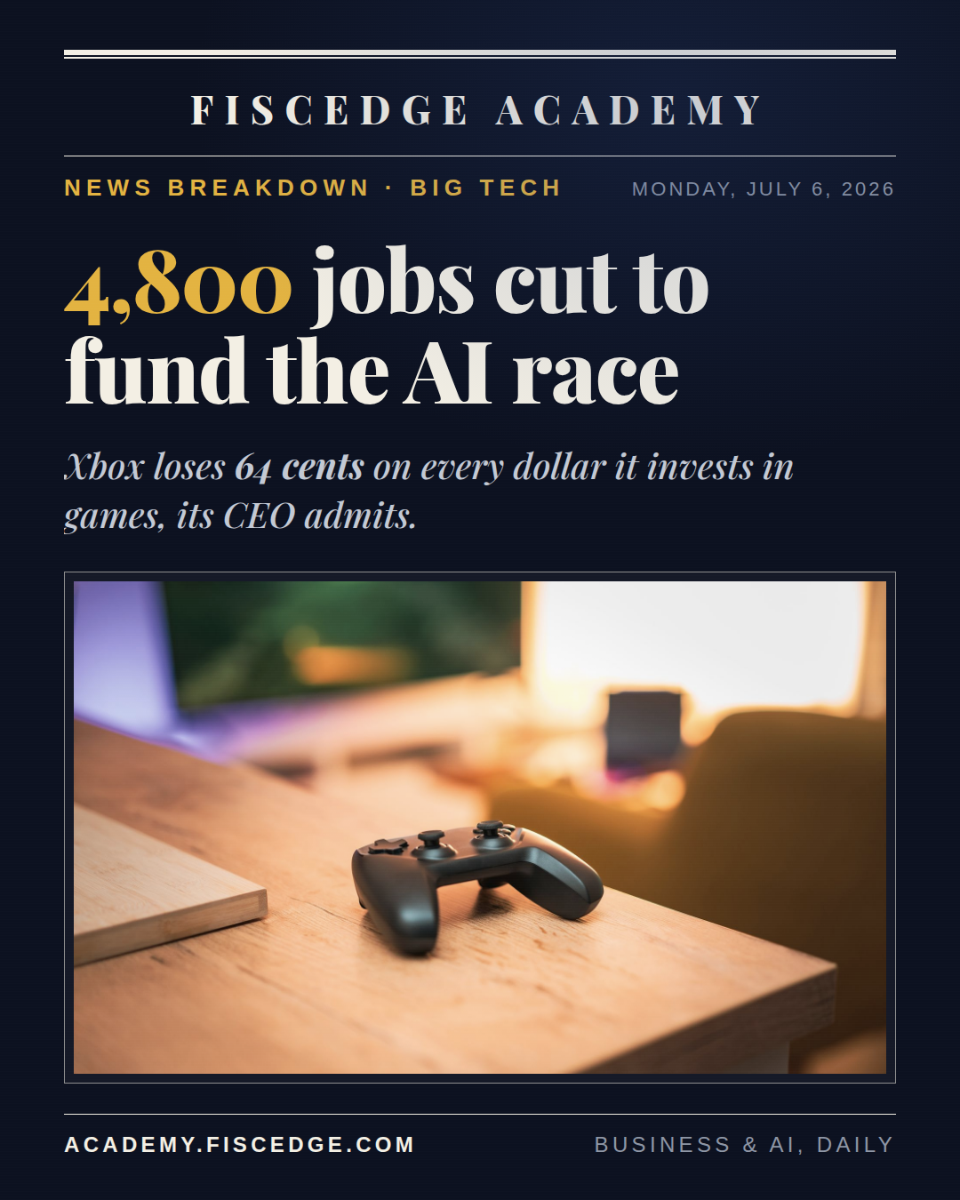 Microsoft Cuts 4,800 Jobs, Guts Xbox by 20%. The CEO Says It Loses 64 Cents on the Dollar.
