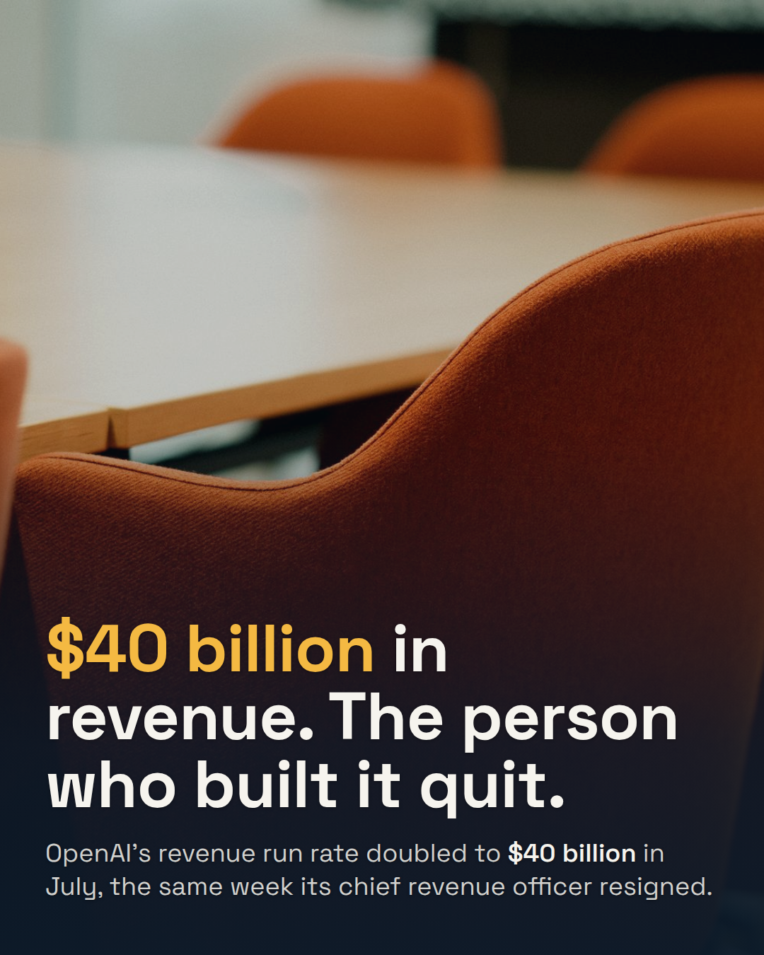 OpenAI's Revenue Run Rate Hits $40B. Its Chief Revenue Officer Just Quit.