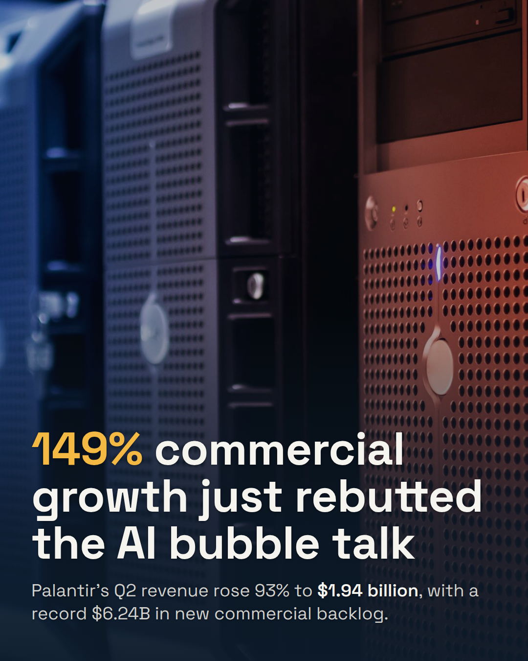 Palantir's Commercial Revenue Jumped 149% in a Quarter. That's the AI Bubble Story, Reversed.