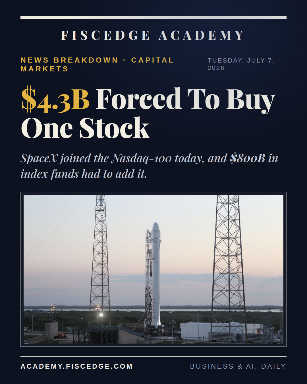 SpaceX Joins the Nasdaq-100. $4.3 Billion in Buying Follows Automatically.