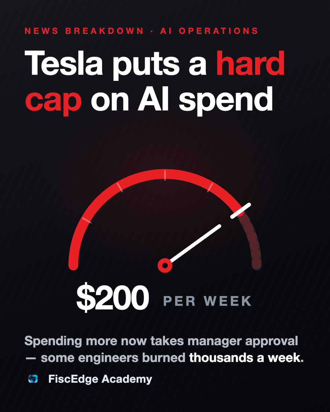 Tesla Just Capped Employee AI Spending at $200 a Week. Here's the Part That Matters Beyond Tesla.
